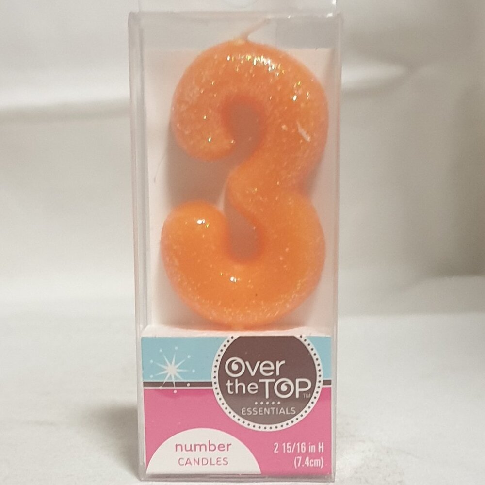 30 Number 3 Glitter Candles (5 boxes of 6)